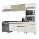 Armário de Cozinha Compacta 252cm Veneza Multimóveis V3691 Branco/Dourado