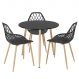 Mesa de jantar redonda 80 cm preto + 3 cadeiras Clarice Cloe Preto