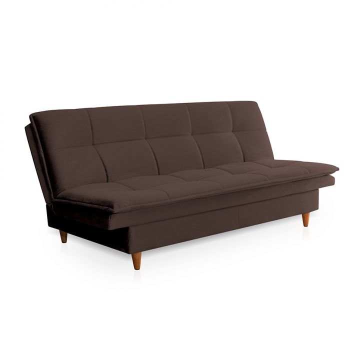 Sofá-Cama Casal 3 Lugares Mirage Veludo Café