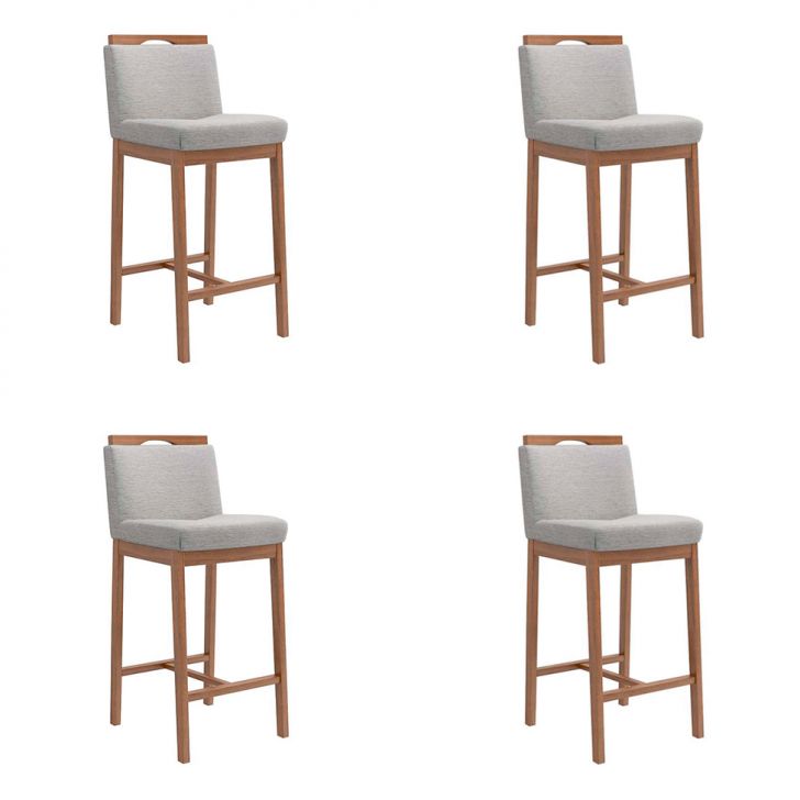 Conjunto com 4 Banquetas Dani Cinza e Nogueira
