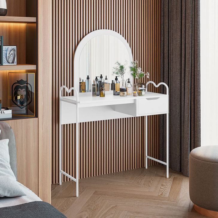 Penteadeira com Espelho Oasis 1 Gaveta Branca