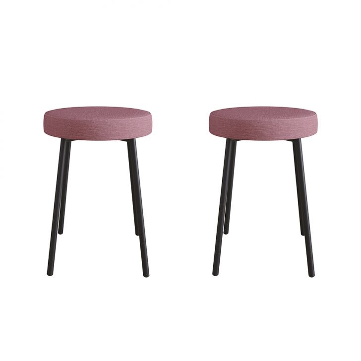 Conjunto com 2 Bancos | Banquetas Bock Linho Rosa e Preto