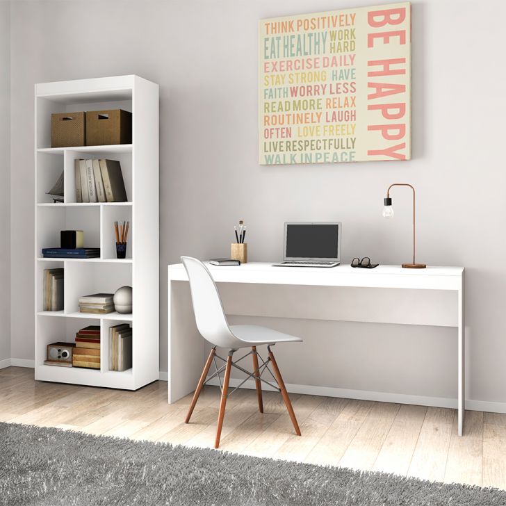 Conjunto de Mesa de Escritório Marselha com Estante Hunt Branco