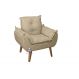 Poltrona Decorativa Opala Bege Linho com fibra de silicone e pés quadrado SMF DECOR