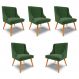 Kit 5 Cadeiras Decorativas Sala de Jantar Pés Palito de Madeira Firenze Suede Verde Esmeralda/Natural G19 - Gran Belo