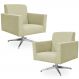 Kit 02 Poltronas Decorativas Base Giratória Para Sala de Estar Helô L02 Suede Bege - Lyam Decor