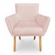 Poltrona Decorativa Leticia Suede Rosa Bebê Pés Palito Castanho - Pallazio
