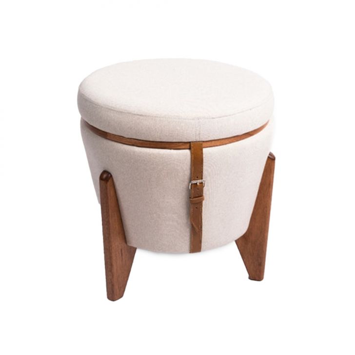 Puff Multiuso Apolo Bege Marfim e Imbuia