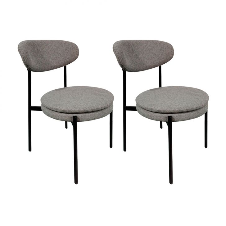 Conjunto com 2 Cadeiras Piscis Cinza Claro