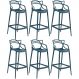 Kit 6 banquetas altas Masters Allegra 76 cm Azul petróleo