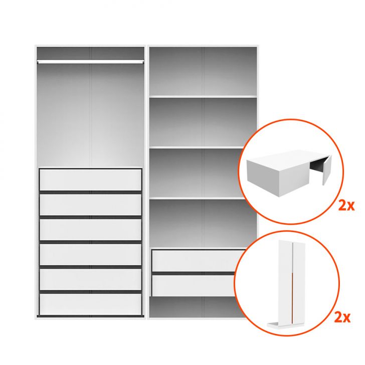 Guarda-roupa Modulado Com Maleiros, Cabideiro E Prateleiras New Tuyo 8 Portas Articuladas 8 Gavetas 180 Cm