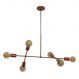Lustre Luminária Pendente Com 6 Braços (hastes) - Ideal Mesa De Jantar Retangular, Sala - Cor Cobre