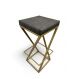 Banqueta Alta Industrial Cozinha Bar Balcão Bistro Zenite sem Encosto Cinza Metalon Dourado. 75cm