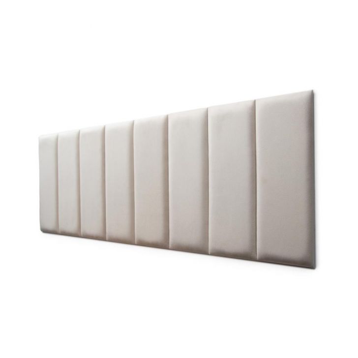 Placas Cabeceira Modulada Adesiva Queen Estofada 160cm x 60cm Kit 8 Placas - Suede Off White