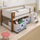 Cama Naty Branco/Mel Com 2 Nichos Adesivadas Azul E Escadinha