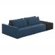 Sofá Ilha 2 Lugares Living 292cm Modulado Sala Lary Veludo Azul Marinho/PU Pto K01 - D'Rossi