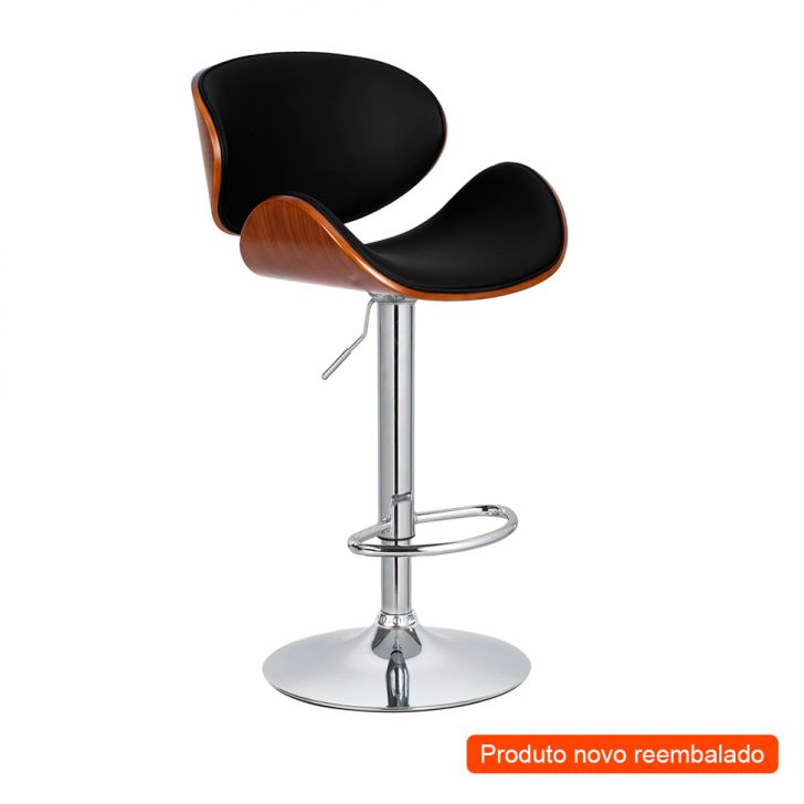 [OUTLET] Banqueta Giratória Amsterdam Preta