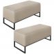 Kit 02 Puffs Decorativo Para Sala de Estar Cléo W01 Base de Ferro 90 cm Linho Bege - Lyam Decor