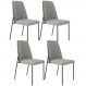 Kit 04 Cadeiras Decorativa Estofada Sala De Jantar Bella L02 Couríssimo Preto Linho Cinza - Lyam Decor
