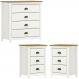 Comoda 4 Gv 02 Mesas de Cabeceira 3 Gv Madeira Maciça Branco Freijo Milani Store