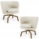 Kit 02 Poltronas Decorativas Melissa Base Ka Giratória Castanho B-309 Veludo Bege - Domi