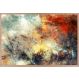 Quadro Decorativo Abstrato Vibrante com Moldura Caixa, na posição Horizontal, ideal para ambiente de Sala, Quarto e Hall (Moldura Freijo, 100x70 cm)
