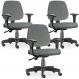 Kit 03 Cadeiras de Escritório Giratória Executiva Ergonômica Job L02 Linho Cinza Escuro - Lyam Decor