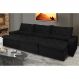 Sofá Lisboa 4,12m Retrátil, Reclinável com Molas no Assento e Almofadas Lombar Tecido Suede Preto