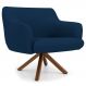 Poltrona Decorativa Giratória Base Giromad Madeira Jade B-304 Veludo Azul Marinho - Domi
