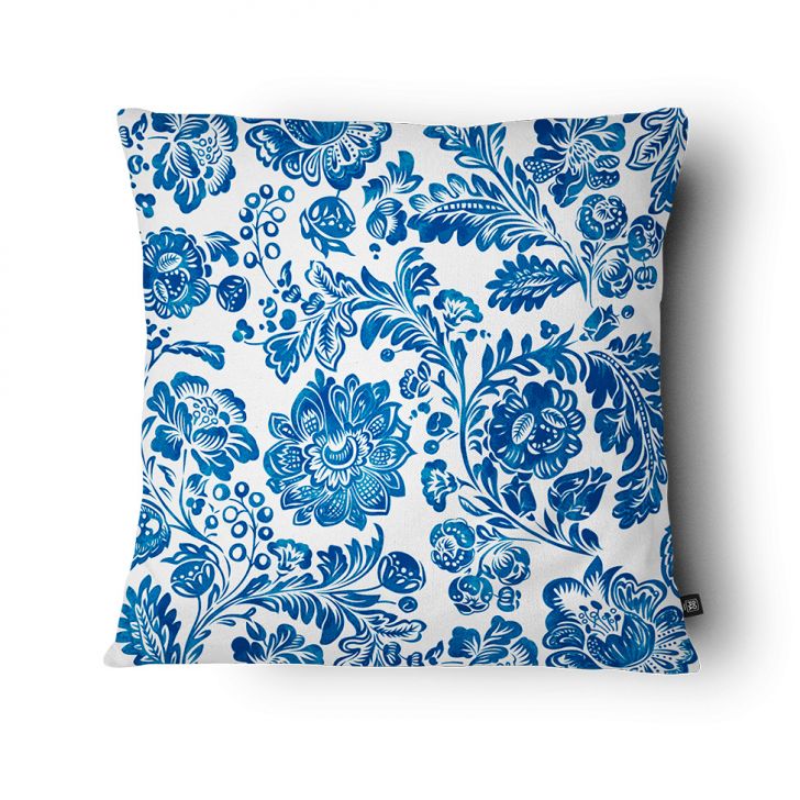 Almofada Criativa Maya 43x43 Branca e Azul