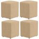 Kit 04 Puffs Quadrado L02 Decorativo Linho Bege Escuro - Lyam Decor