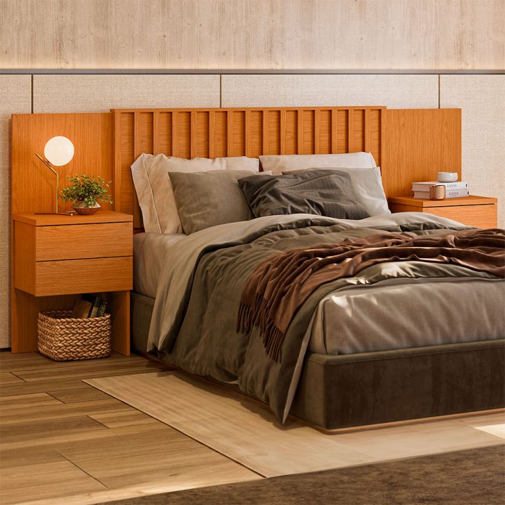 Cabeceira Casal Extensível com 2 Mesas de Apoio Recife 4 GV Cinamomo