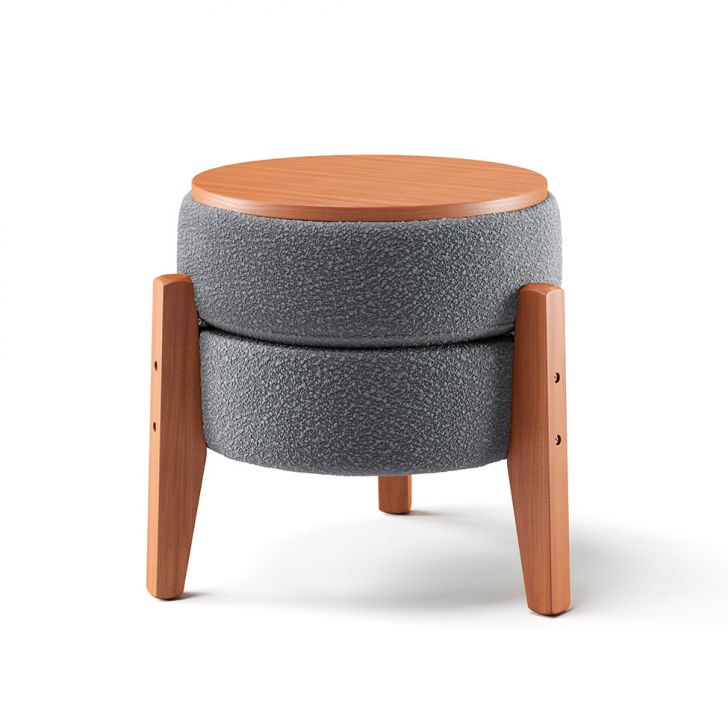 Puff Frapê Linho Cinza 47 cm