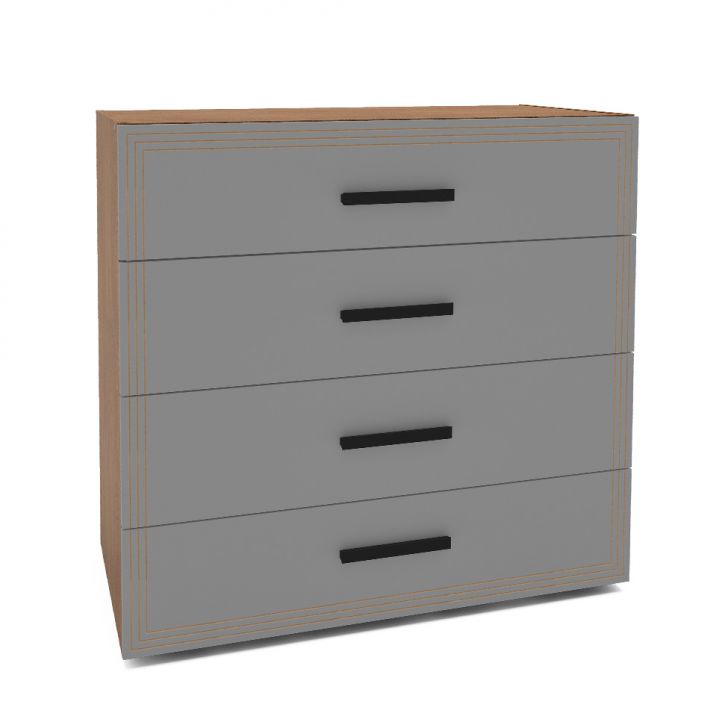 Cômoda Valência 4 Gavetas Cinza e Freijó