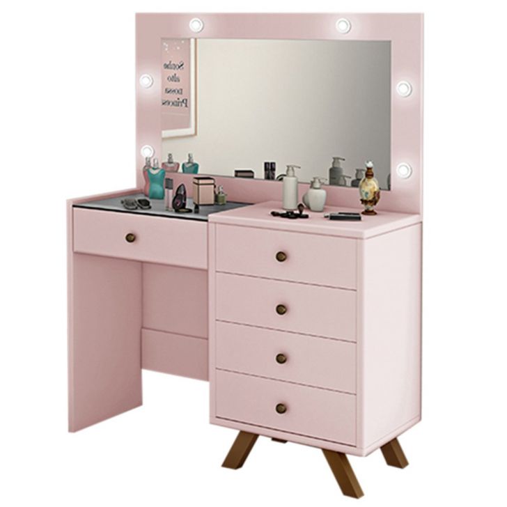 Penteadeira Camarim Com Espelho 5 Gavetas Luna Rosê - Móveis Luapa