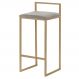 Banqueta Decorativa Selena Base Gold Veludo Cinza G41 - Gran Belo