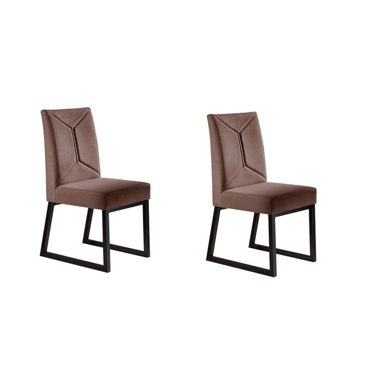 Conjunto Com 2 Cadeiras Itália Iv Marrom 98 Cm