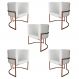 Kit 5 Poltronas Decorativa Luana Base Bronze PU Branco - Montanaris Decor
