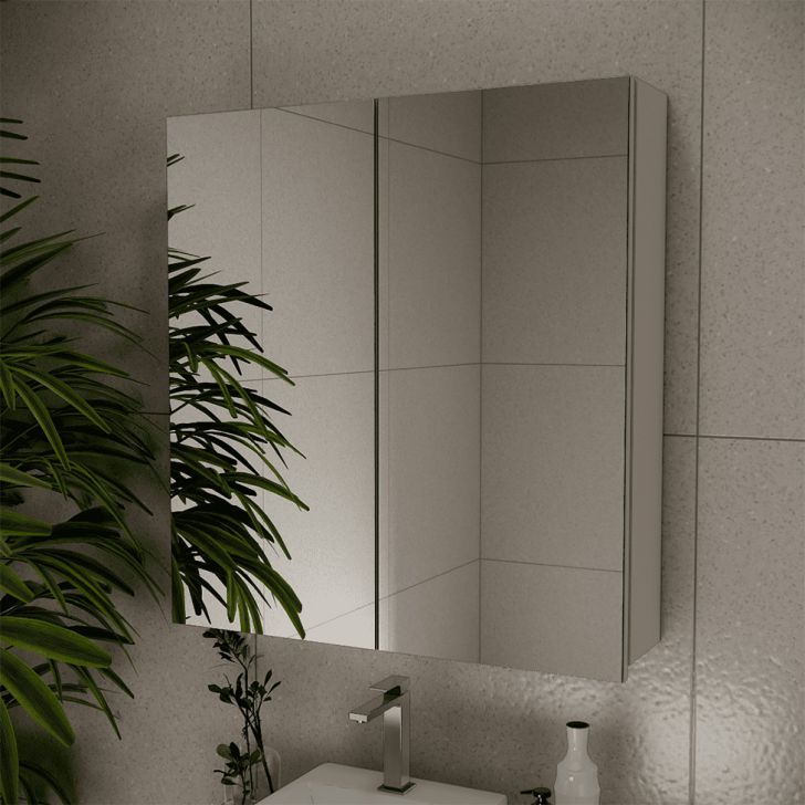 Armário de Banheiro com Espelho Nature 2 Portas Nude 75 cm