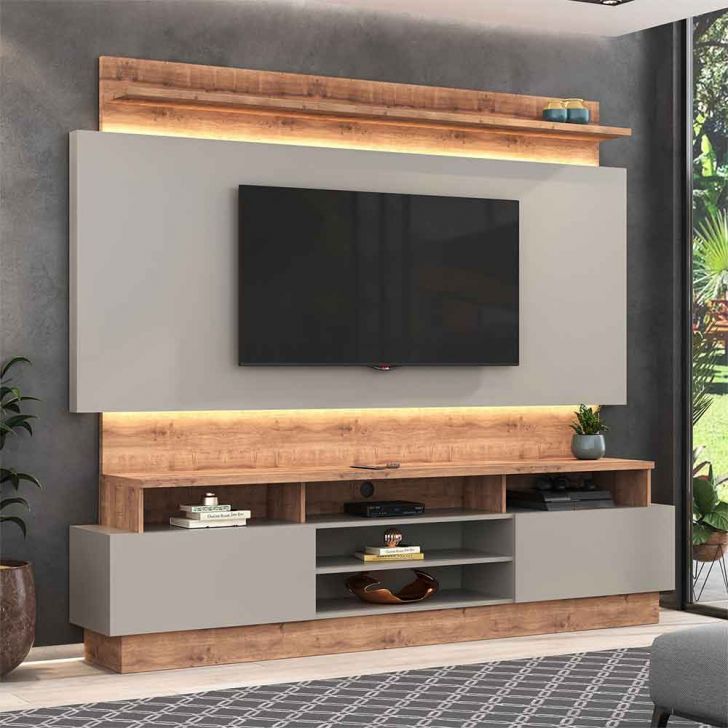 Rack Com Painel Para Tv 2 Gavetas Solanum/Nude - Foscarini