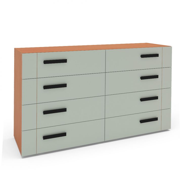 Cômoda Lisboa 8 Gavetas Verde E Freijó