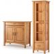 Buffet Aparador 2 Portas 93 cm e Cristaleira 1 Porta Madeira Maciça Bella Carvalho Fosco