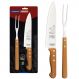 Jogo Tramontina Garfo Trinchante e Faca 8'' Churrasco Inox Cabo Madeira Natural 2 Peças