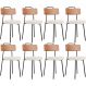Kit 08 Cadeiras Decorativas Estofada Sala De Jantar Barcelona L02 Couríssimo Camel Linho Cru - Lyam