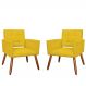 Kit 02 Poltronas Decorativas Camila Pés Palito Suede Amarelo - DS Estofados