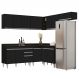 Armário de Cozinha Modulado de Canto 7 Peças CP20 Balcão com Tampo Preto - Lumil