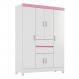Guarda-Roupa com 6 Portas e 2 Gavetas 128cm Multimóveis CR35283 Branco/Rosa