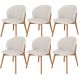 Kit 06 Cadeiras de Jantar e Estar Living Estofada Mia L02 Linho Cru - Lyam Decor