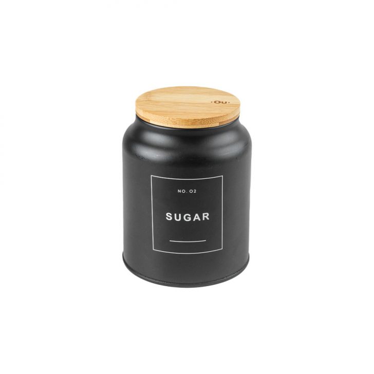 Pote para Açúcar Sense Preto e Bambu