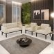 Conjunto 2 Poltronas e 1 Namoradeira Decorativa Karen Pés Fixo em Madeira Preto Suede Bege G19 - Gran Belo